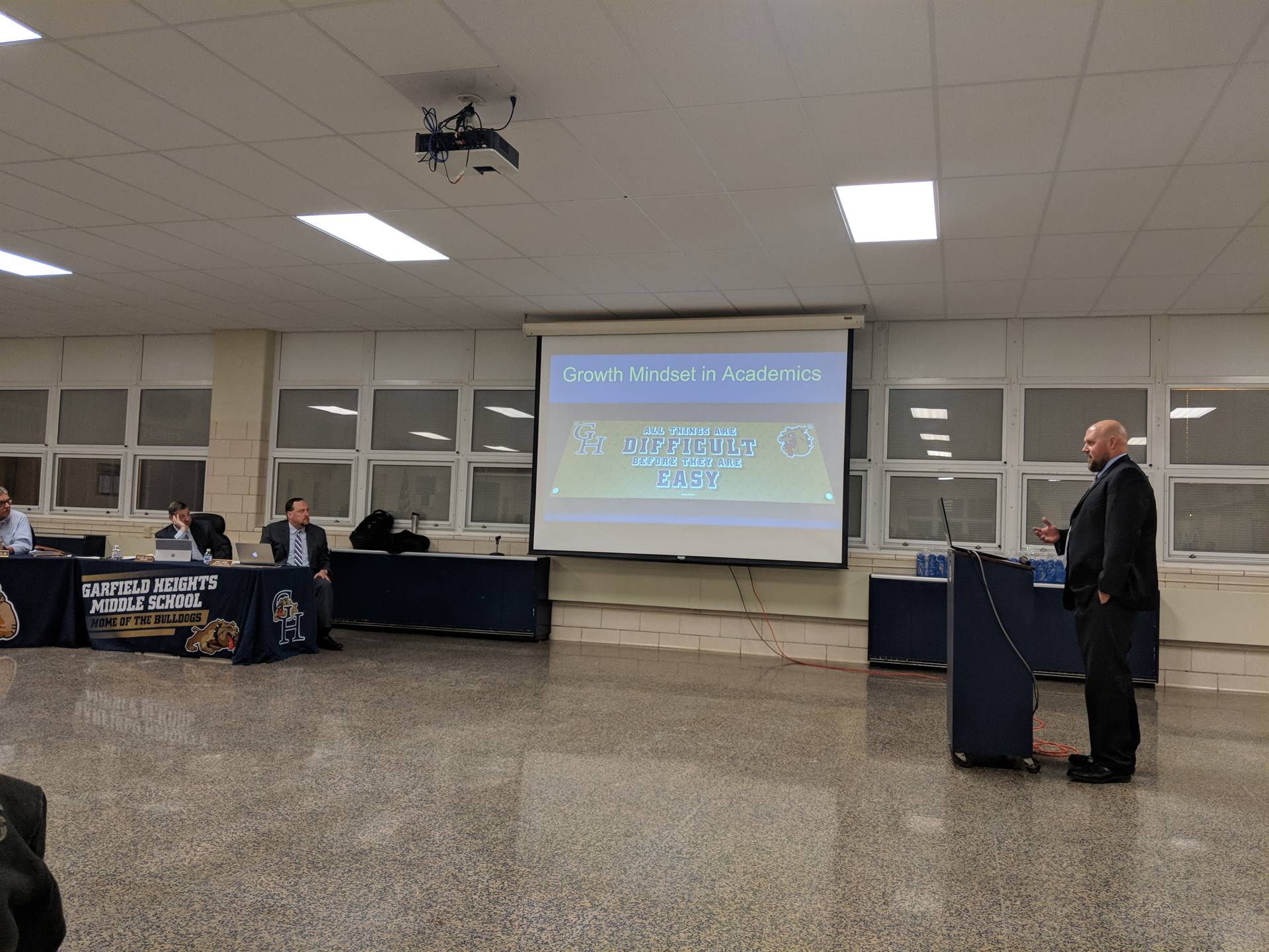 Chris Sauer presenting to the board of education