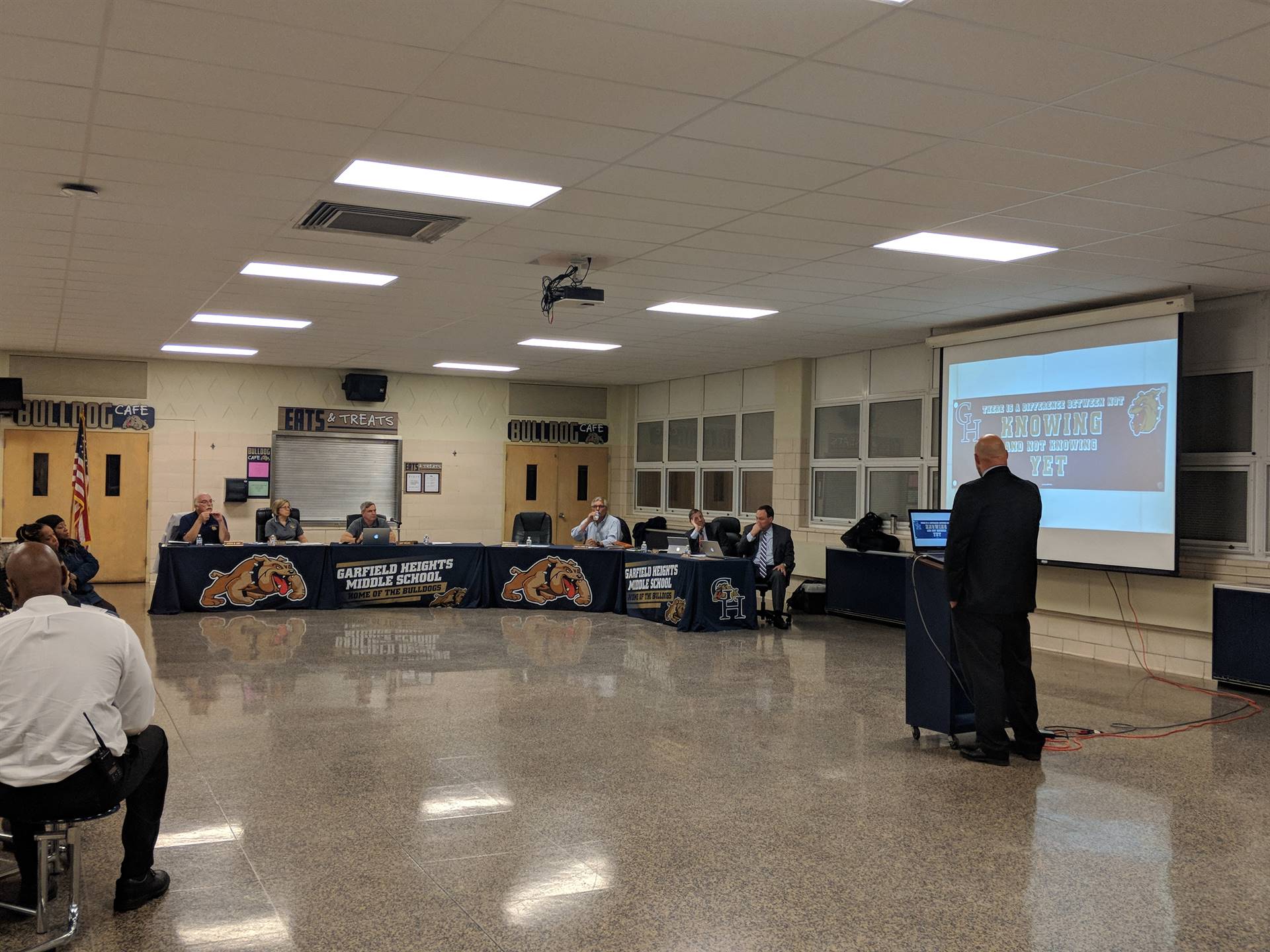 Chris Sauer presenting to the board of education