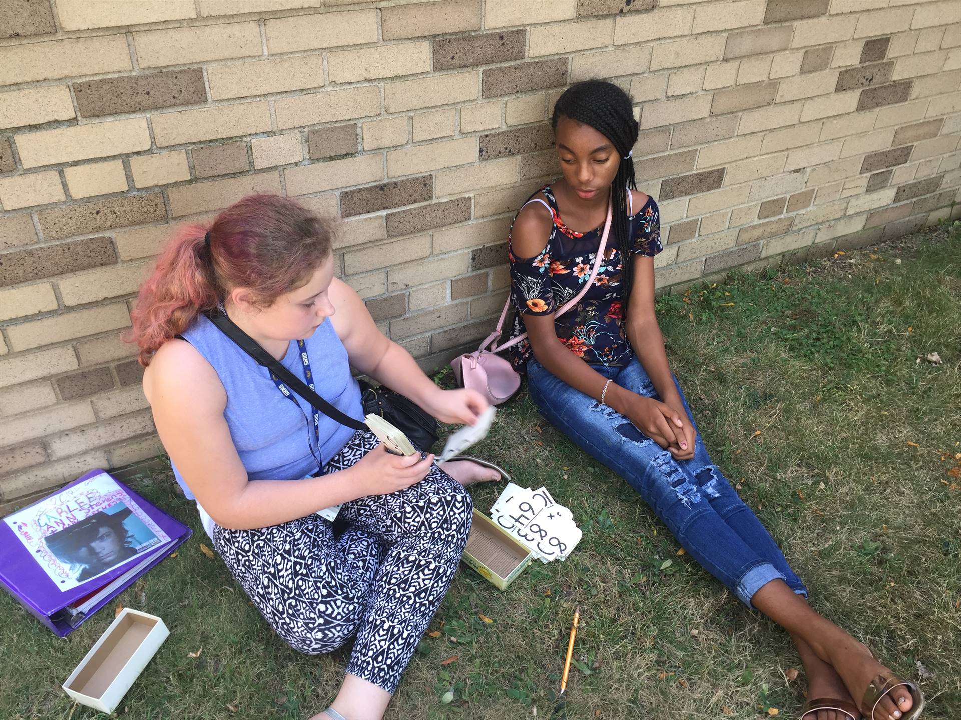 Math Lab outside working on math facts