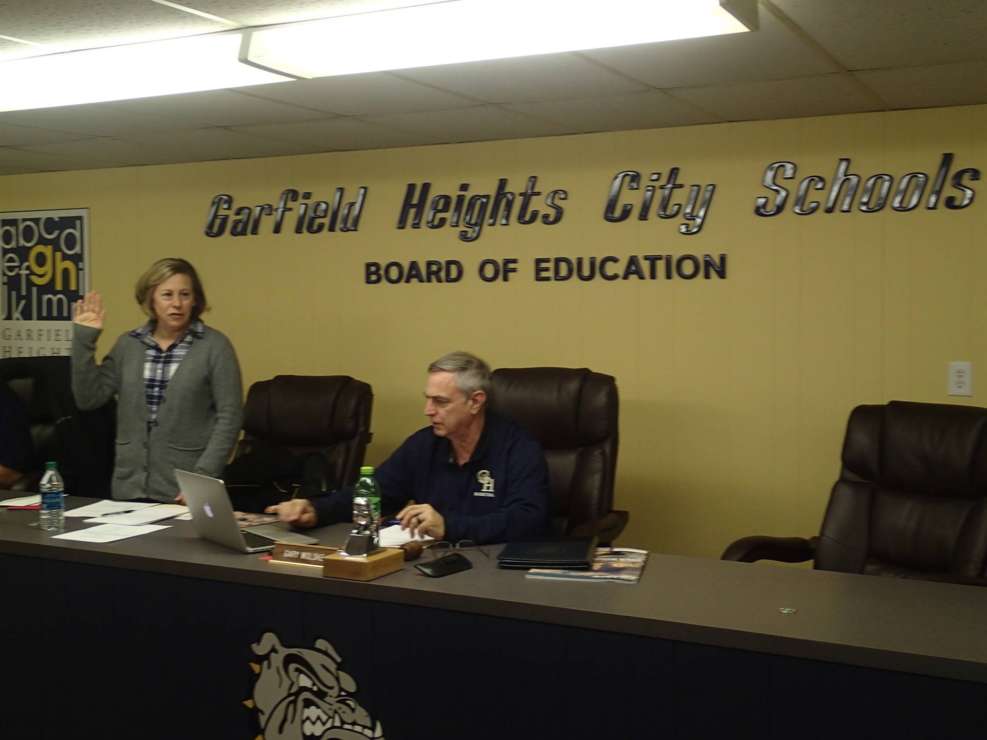 Christine Kitson during the swearing in ceremony for the board of education