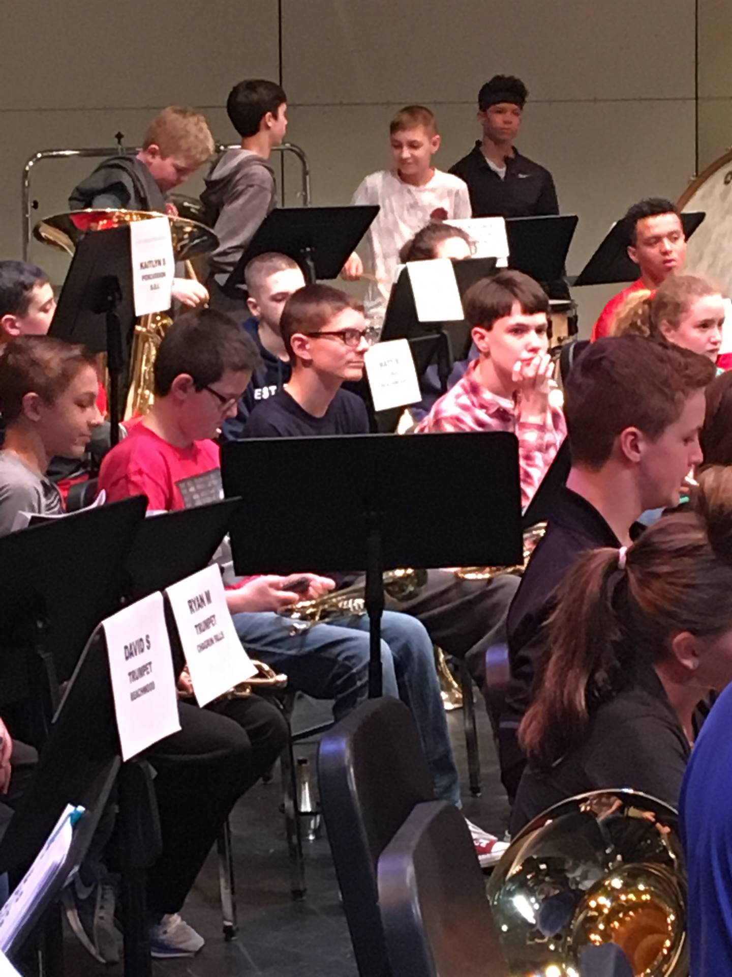 students practicing for the Honor Band performance