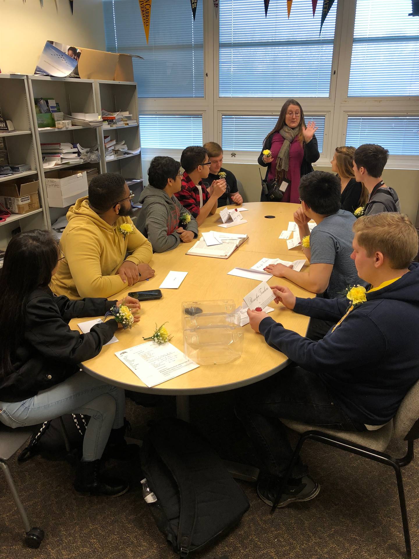 Top 10 students meeting with principal