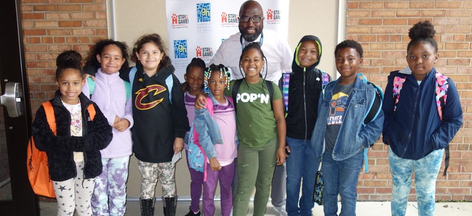 Dr. Reynolds and Elmwood Students